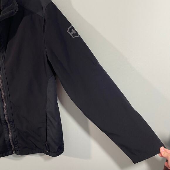 Victorinox Swiss Army Black 2 Way Zip Reinforced Elbow Softshell Jacket Size L - Picture 8 of 11